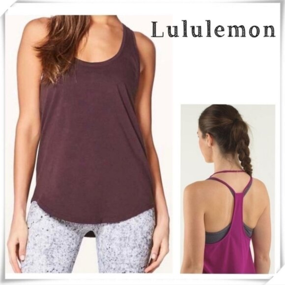 LULULEMON Blood Red Coastal Racerback Long Length Tank Size 2 - Picture 1 of 6